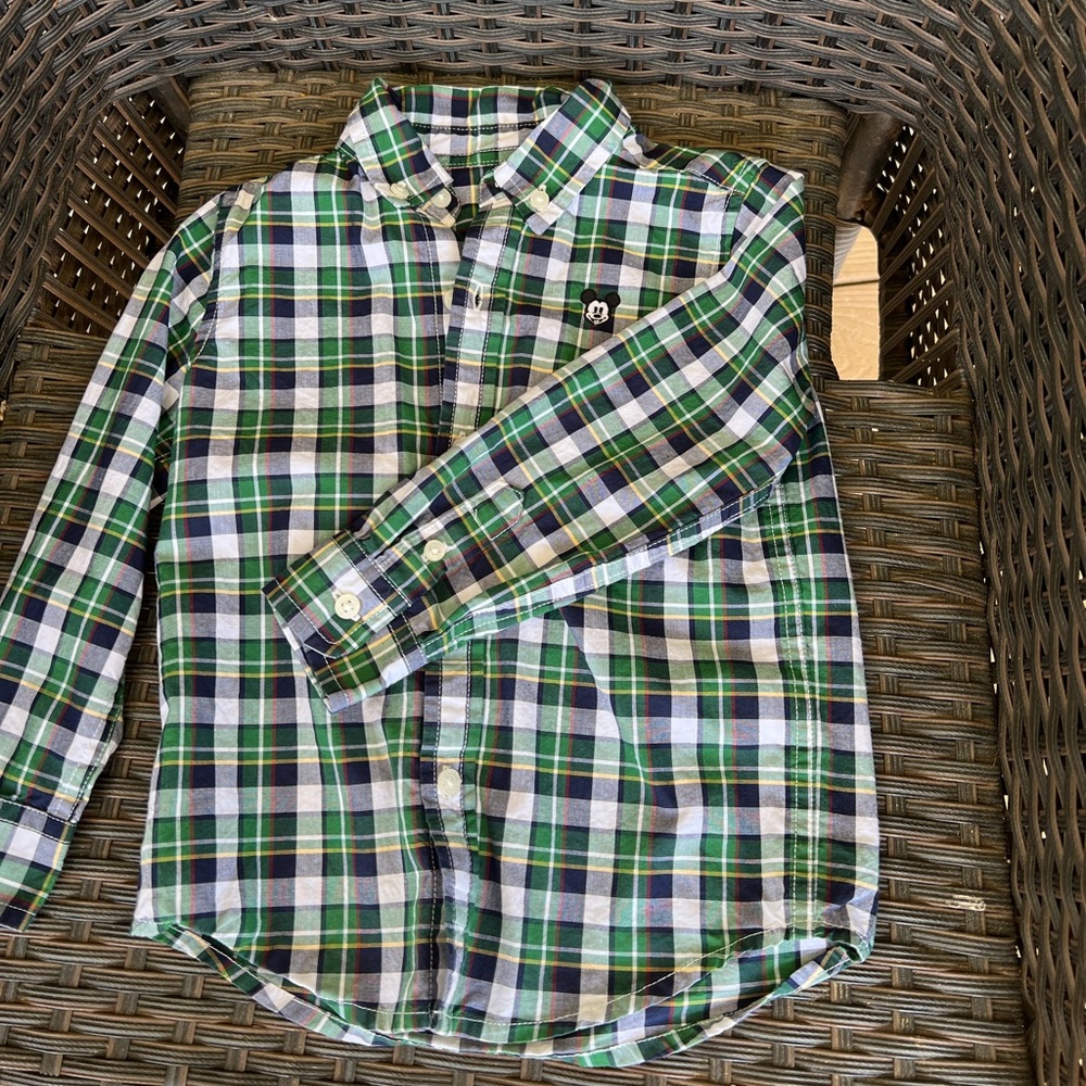 Janie and Jack x Disney plaid  2T button up